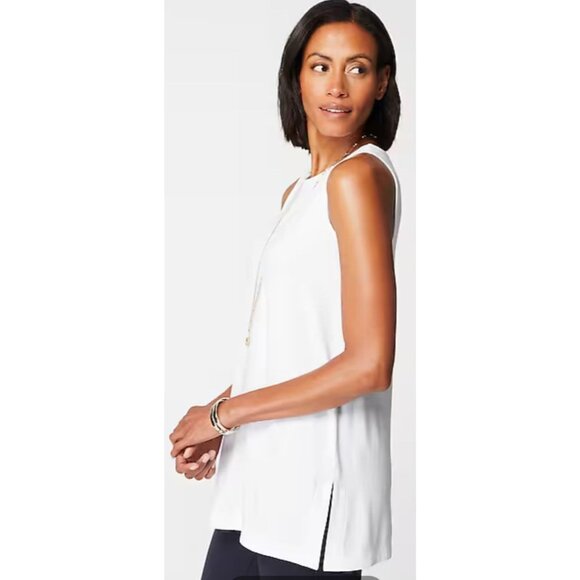 J. Jill Womens White Wearever Long Layering Tank Sz Small Soft Stretch Tunic - Picture 9 of 13